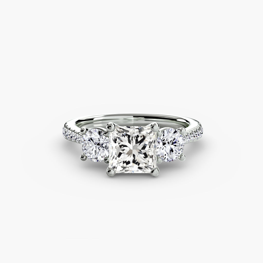 Three-Stone Pave Ring engagement ring setting by Palermo Havana and Co.