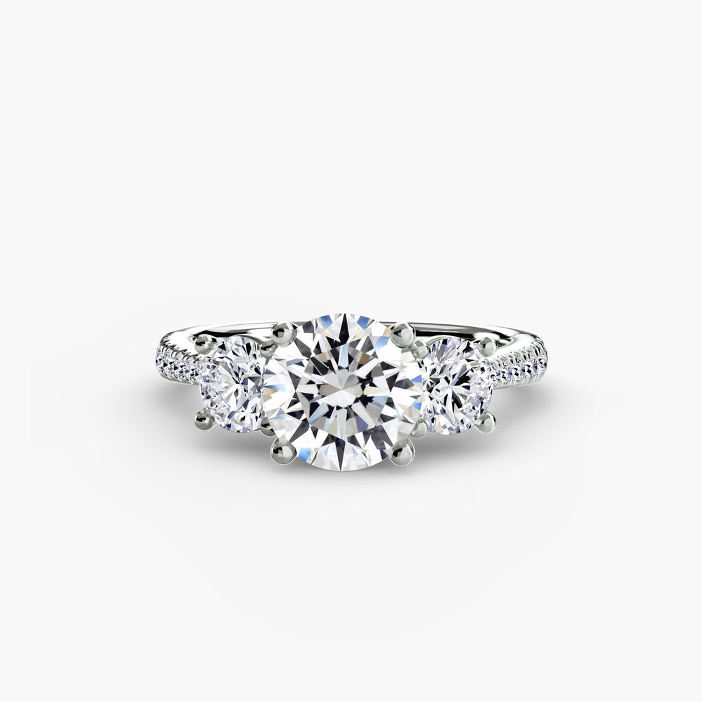 Three-Stone Pavé Ring engagement ring setting by Palermo Havana & Co.