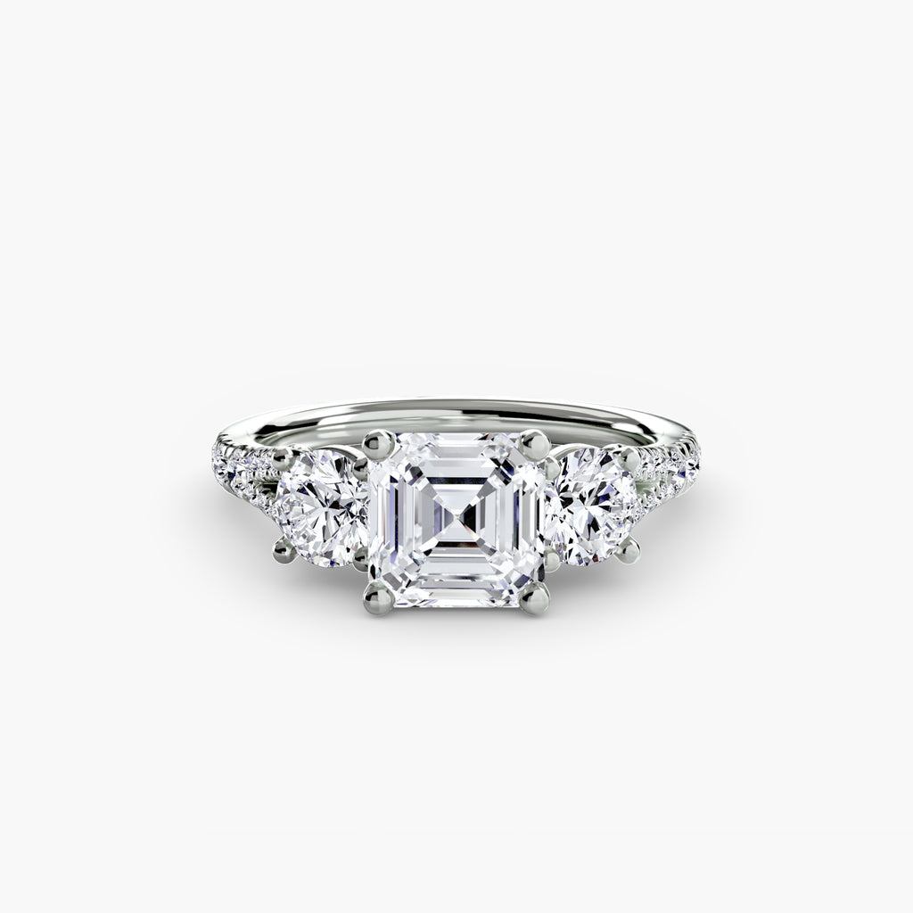 Classic Three-Stone Pavé Ring engagement ring setting by Palermo Havana & Co.