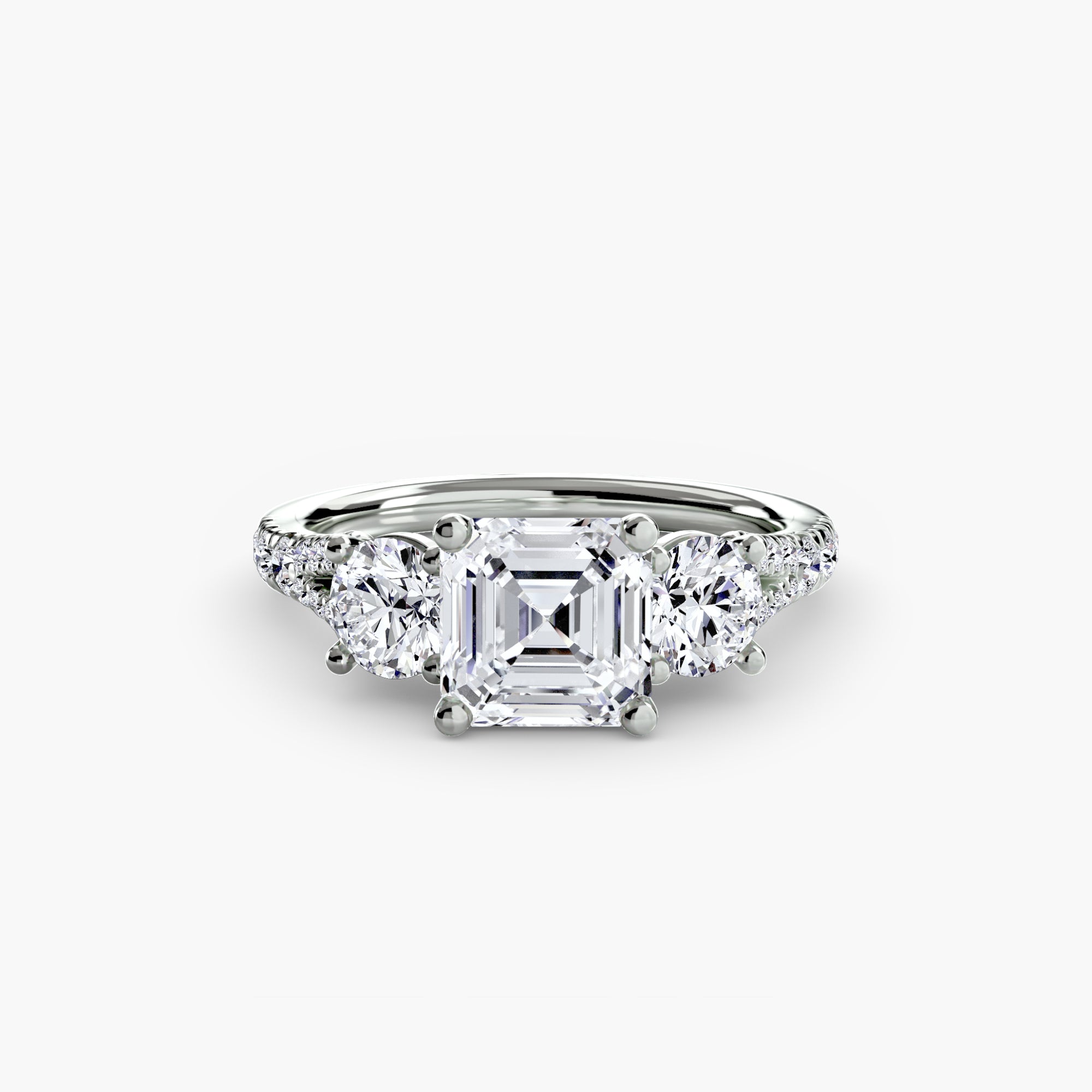 Classic Three-Stone Pavé Ring engagement ring setting by Palermo Havana & Co.