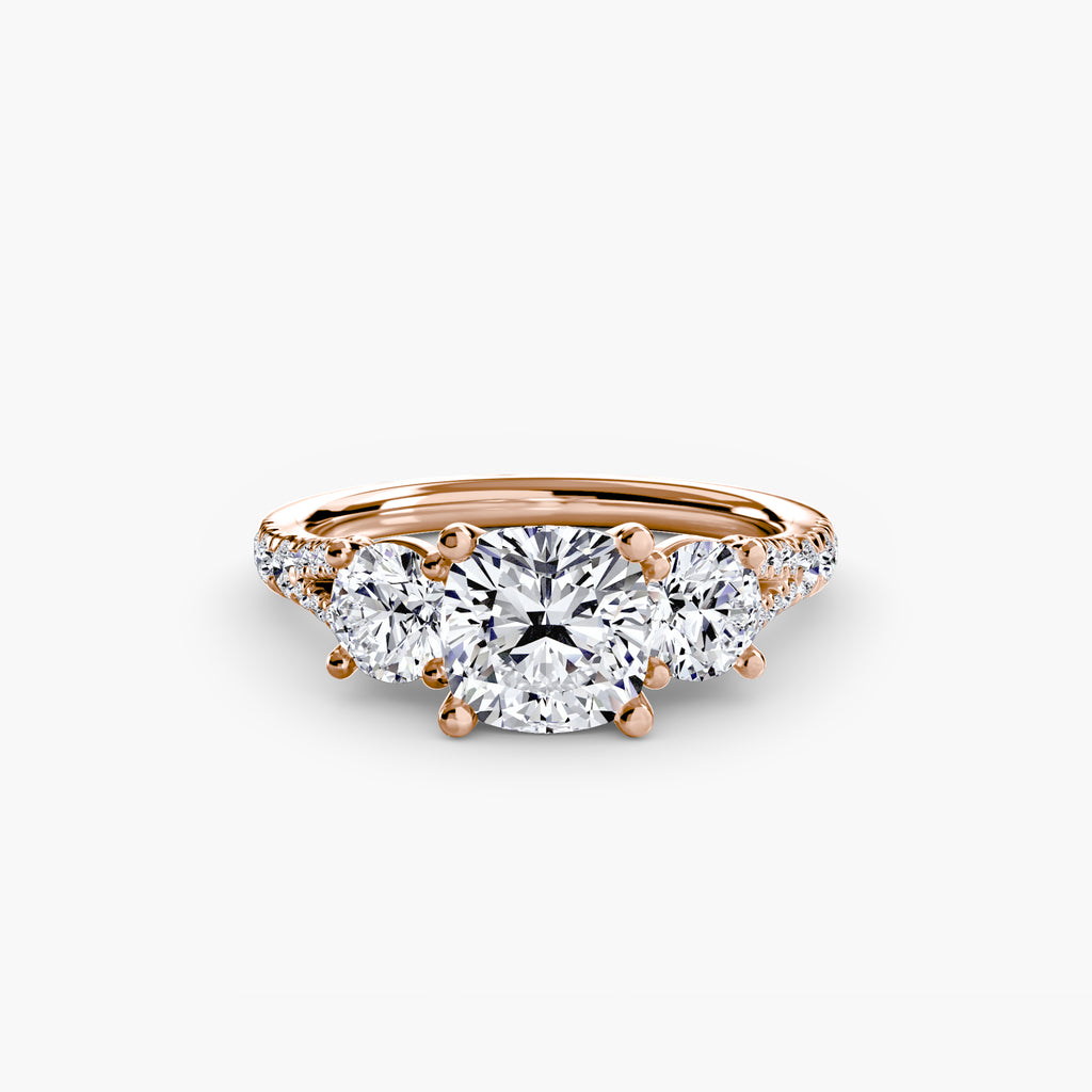 Classic Three-Stone Pavé Ring engagement ring setting by Palermo Havana & Co.