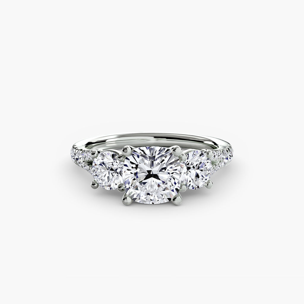 Classic Three-Stone Pave Ring engagement ring setting by Palermo Havana and Co.