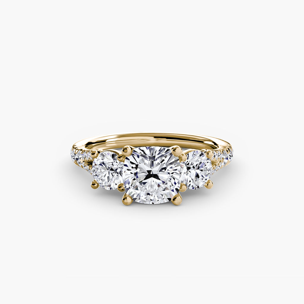 Classic Three-Stone Pavé Ring engagement ring setting by Palermo Havana & Co.