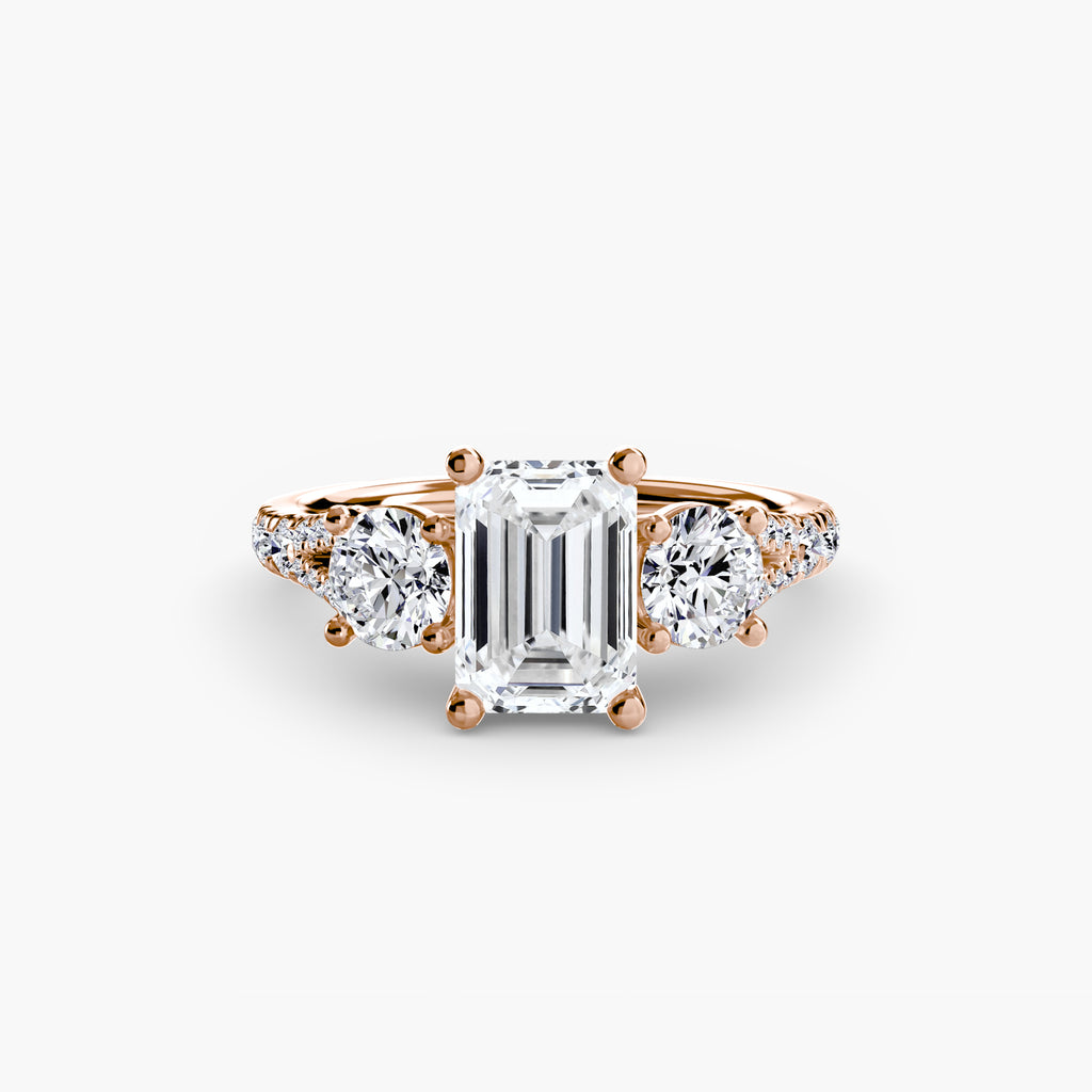 Classic Three-Stone Pavé Ring engagement ring setting by Palermo Havana & Co.