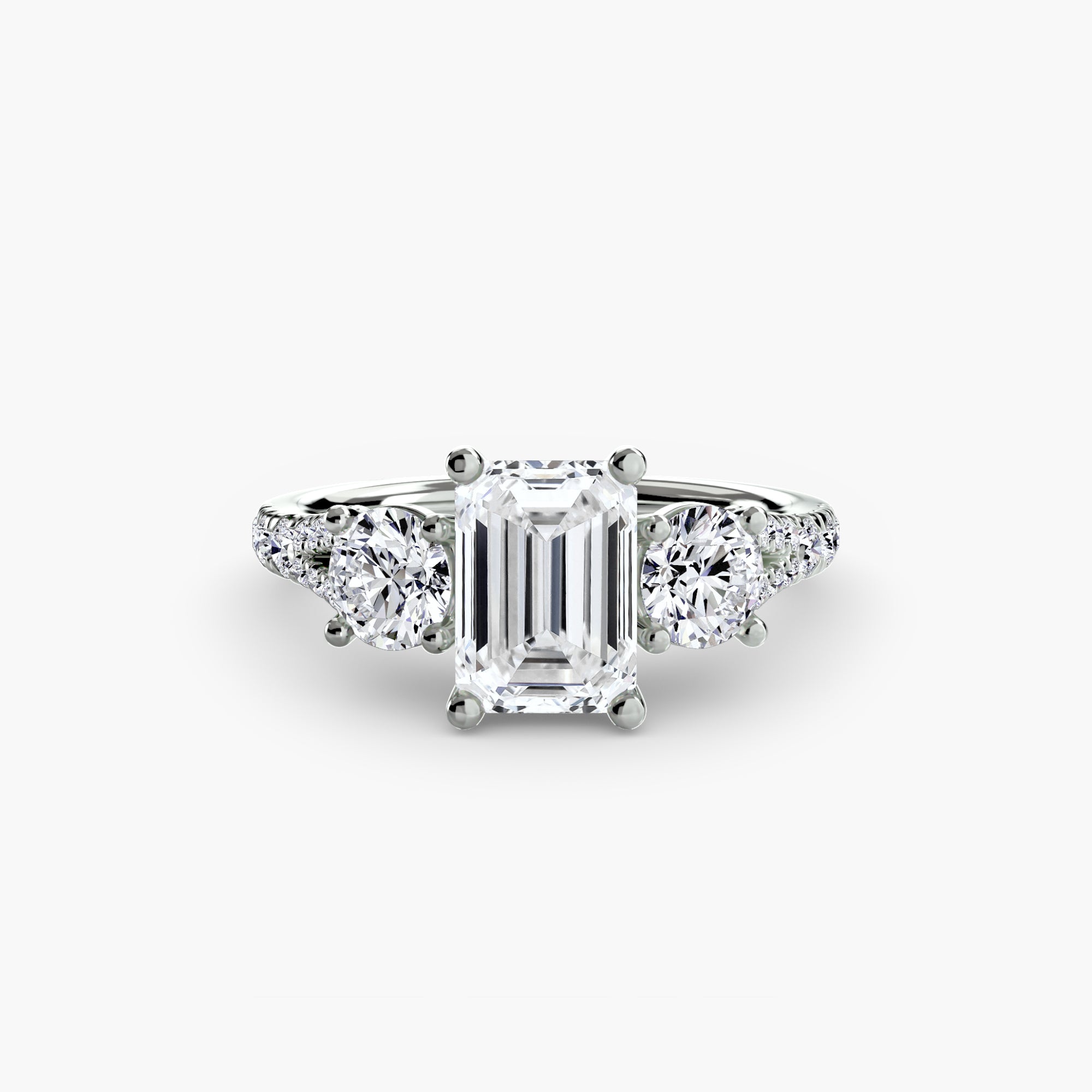 Classic Three-Stone Pave Ring engagement ring setting by Palermo Havana and Co.