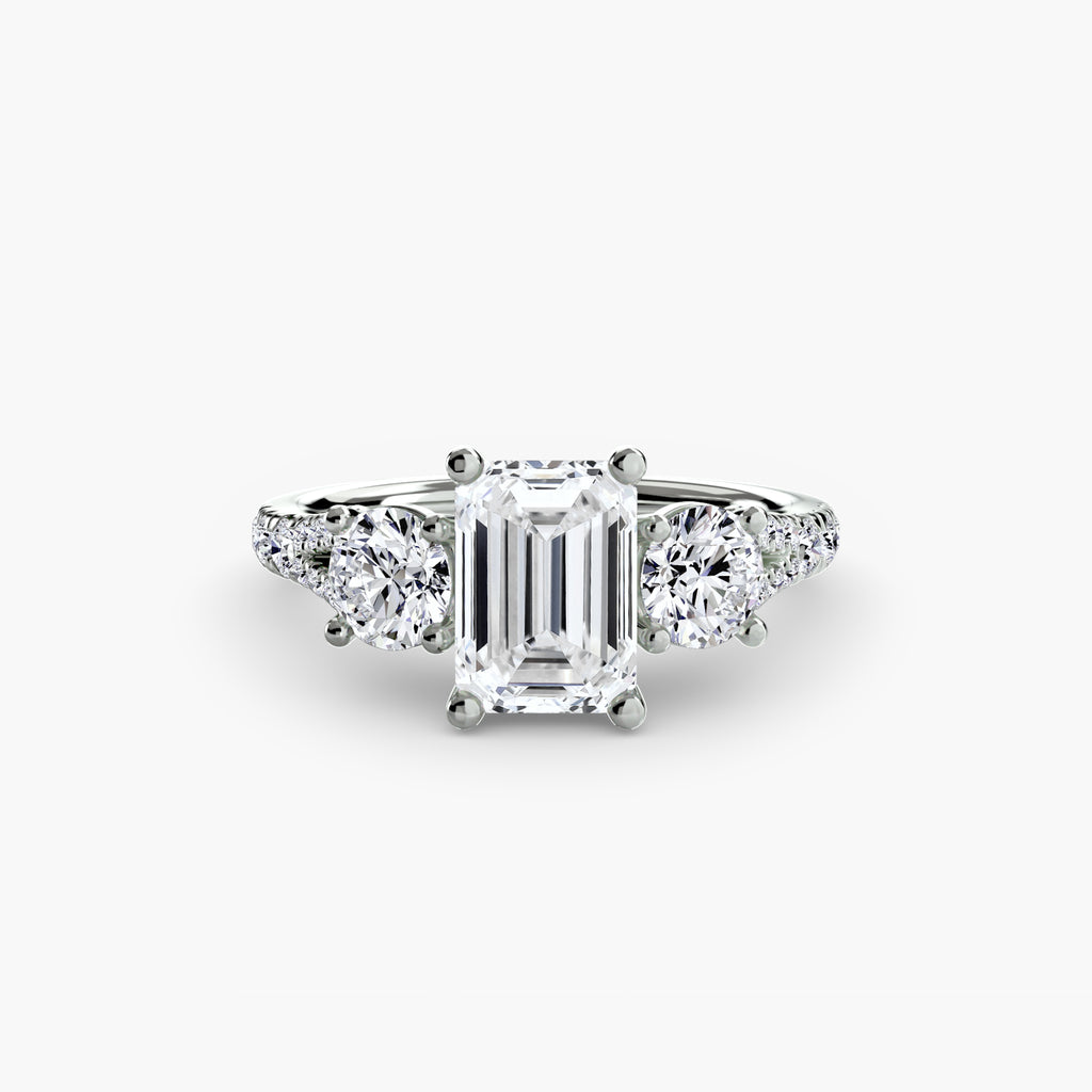 Classic Three-Stone Pavé Ring engagement ring setting by Palermo Havana & Co.