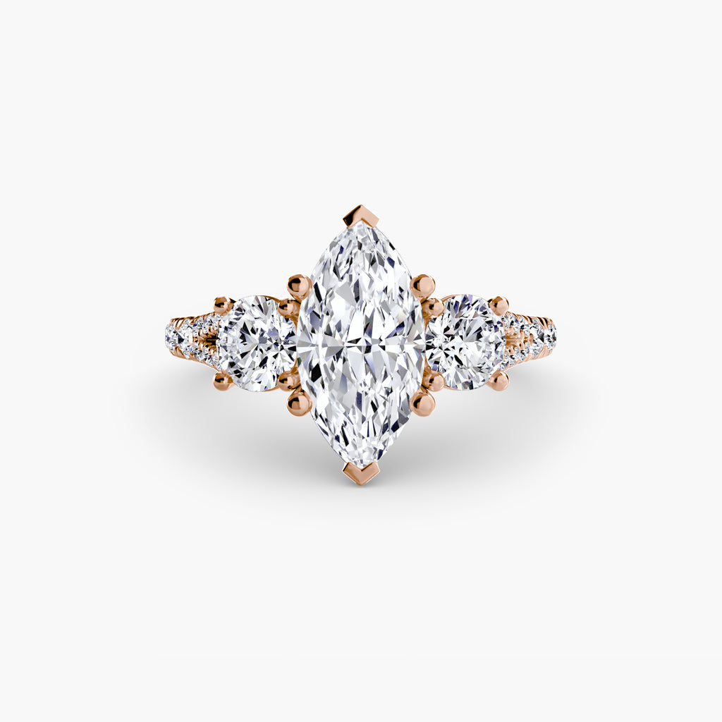 Classic Three-Stone Pavé Ring engagement ring setting by Palermo Havana & Co.