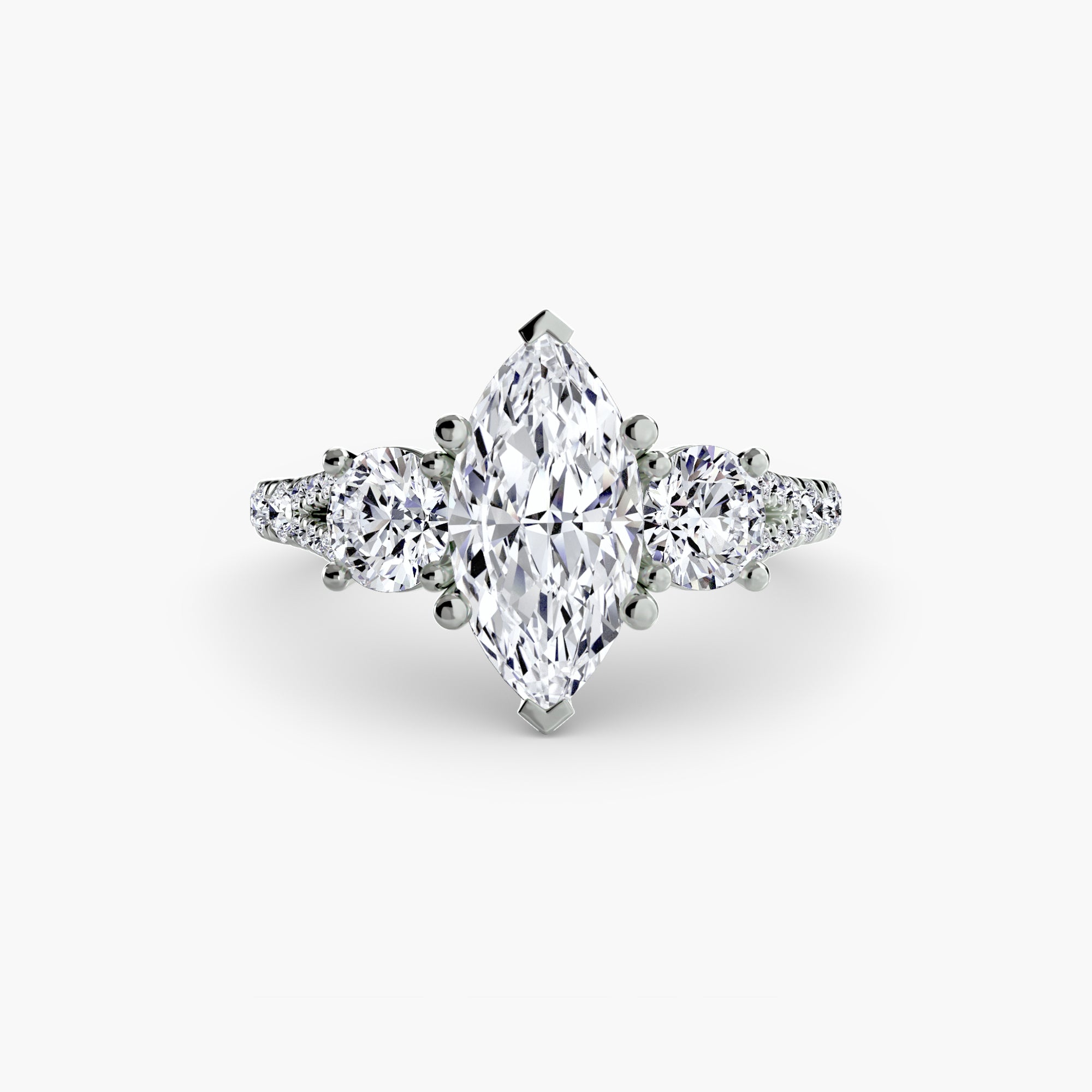 Classic Three-Stone Pavé Ring engagement ring setting by Palermo Havana & Co.
