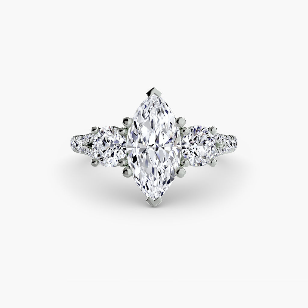 Classic Three-Stone Pavé Ring engagement ring setting by Palermo Havana & Co.