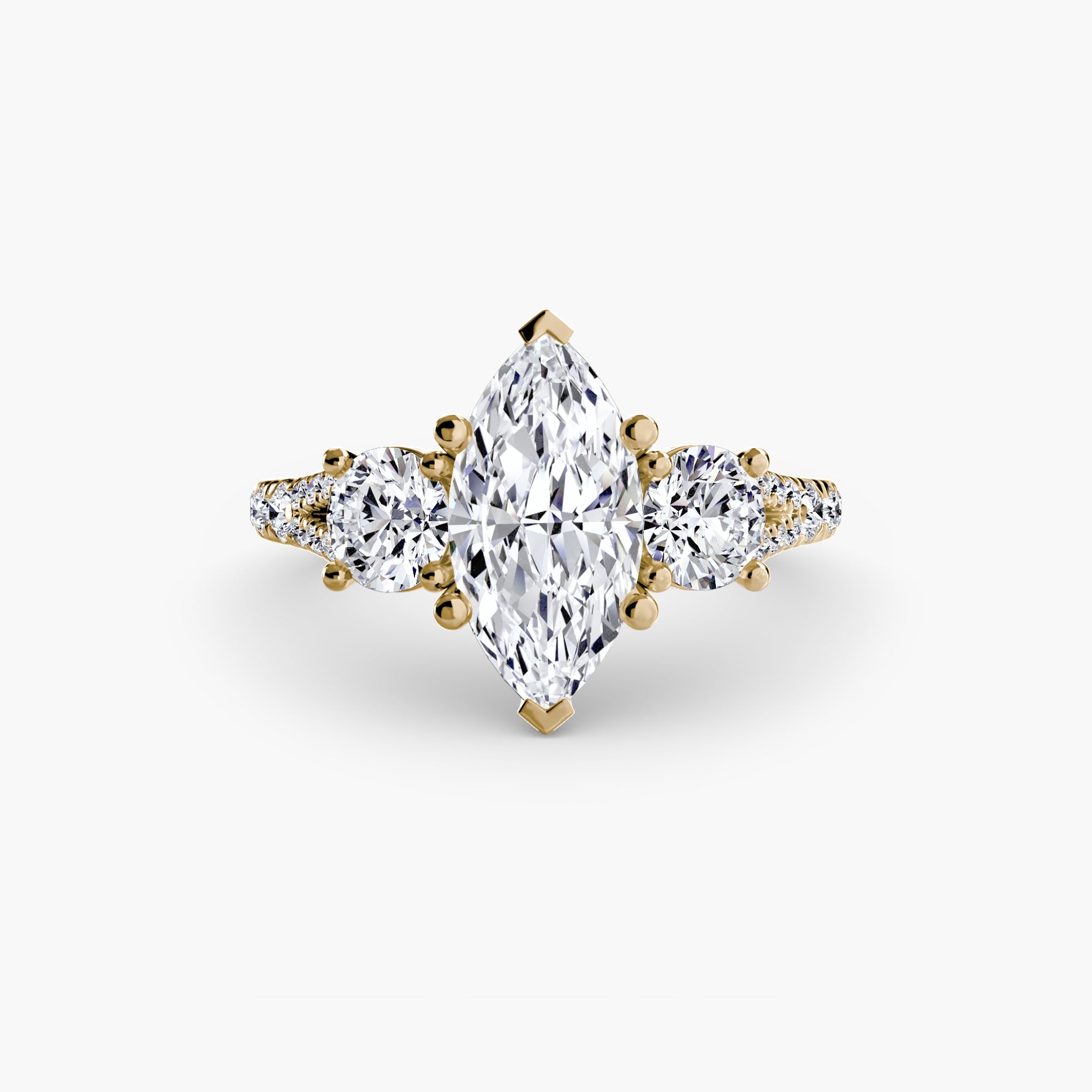 Classic Three-Stone Pavé Ring engagement ring setting by Palermo Havana & Co.