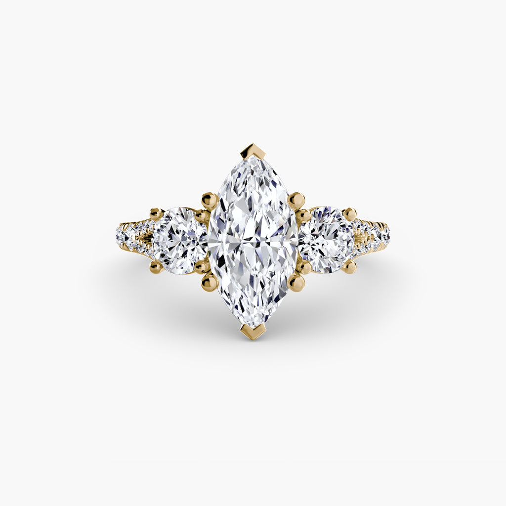 Classic Three-Stone Pavé Ring engagement ring setting by Palermo Havana & Co.