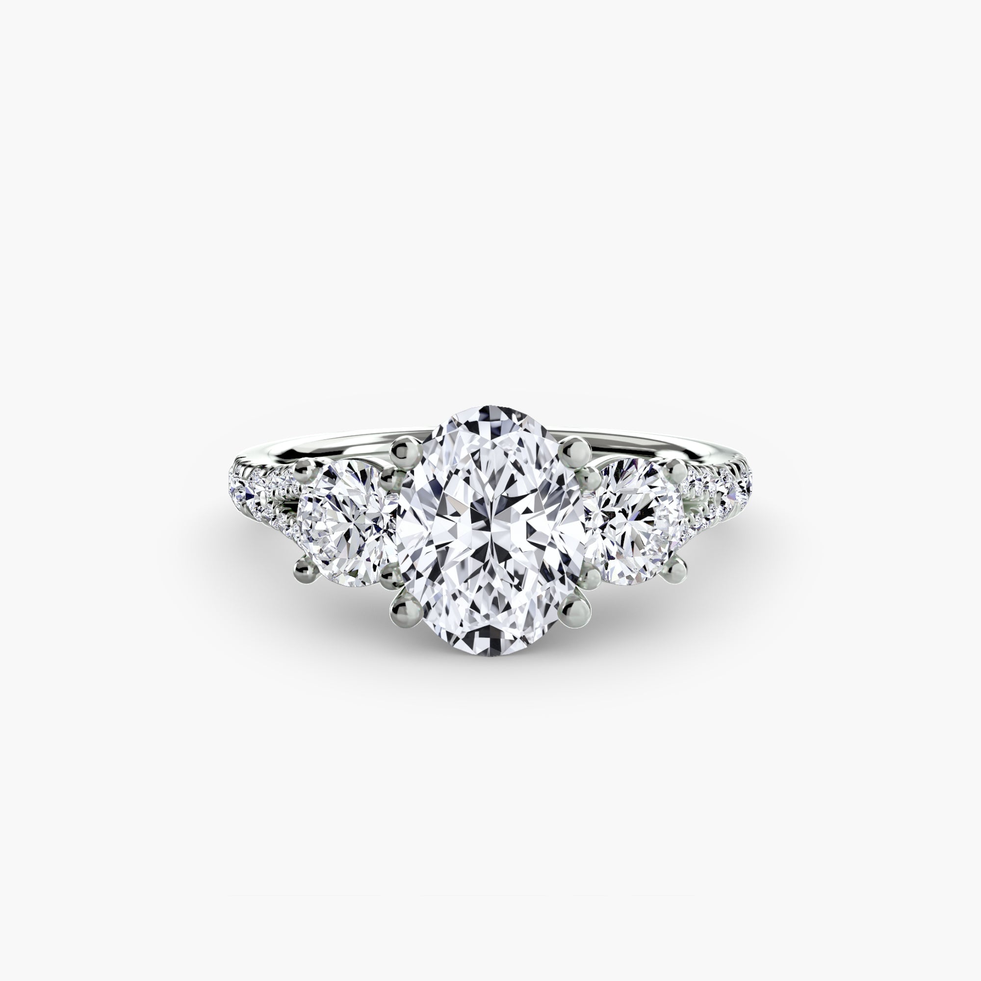 Classic Three-Stone Pavé Ring engagement ring setting by Palermo Havana & Co.