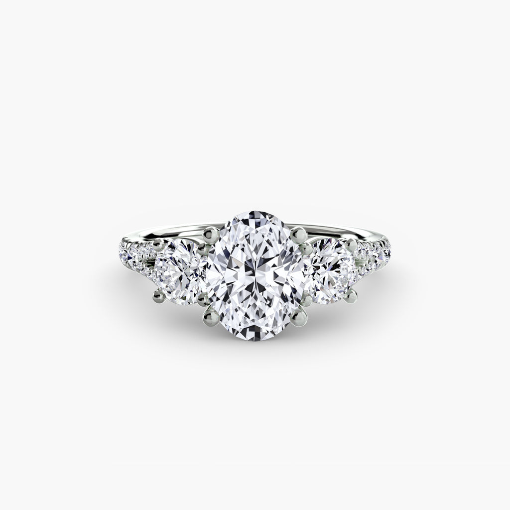 Classic Three-Stone Pavé Ring engagement ring setting by Palermo Havana & Co.