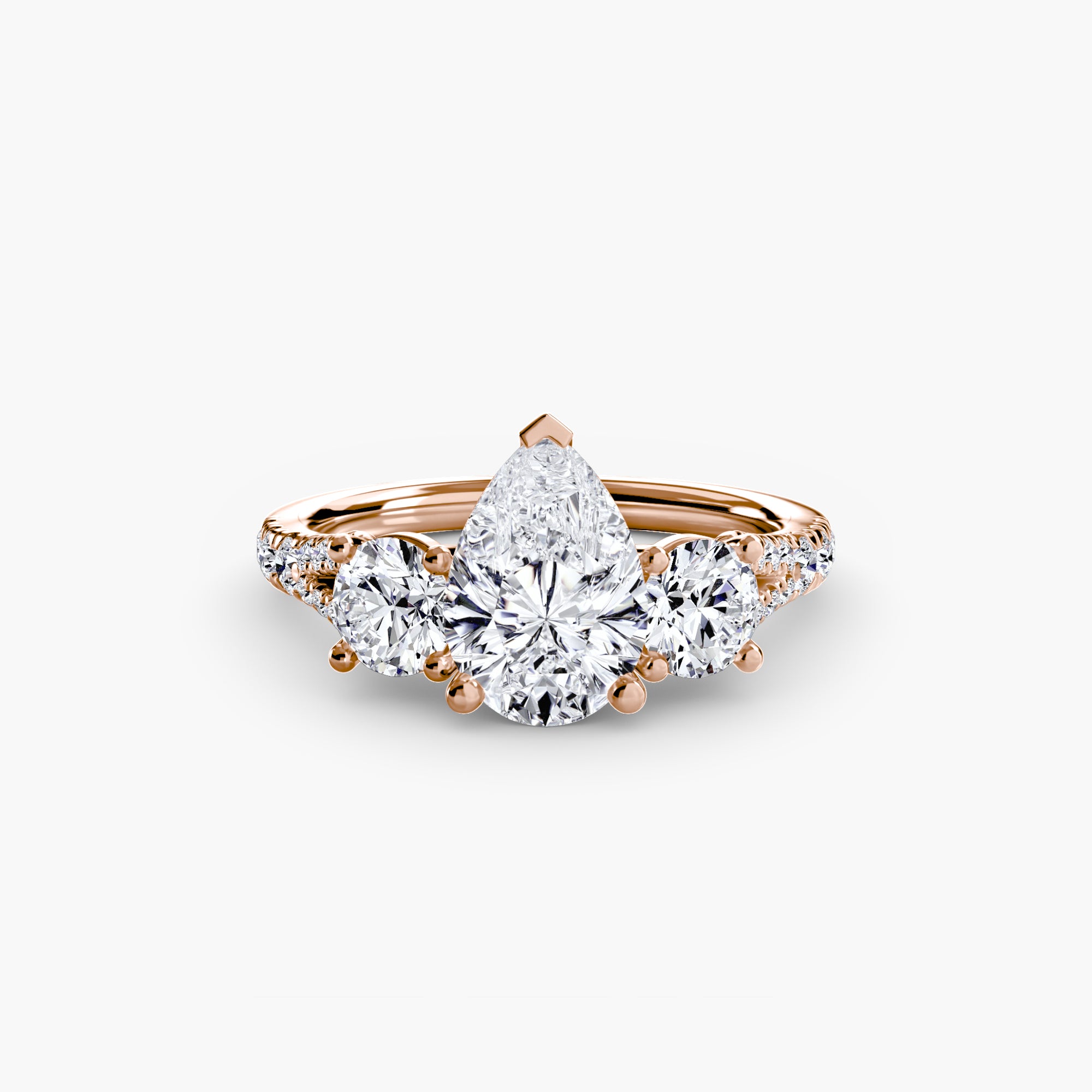 Classic Three-Stone Pavé Ring engagement ring setting by Palermo Havana & Co.