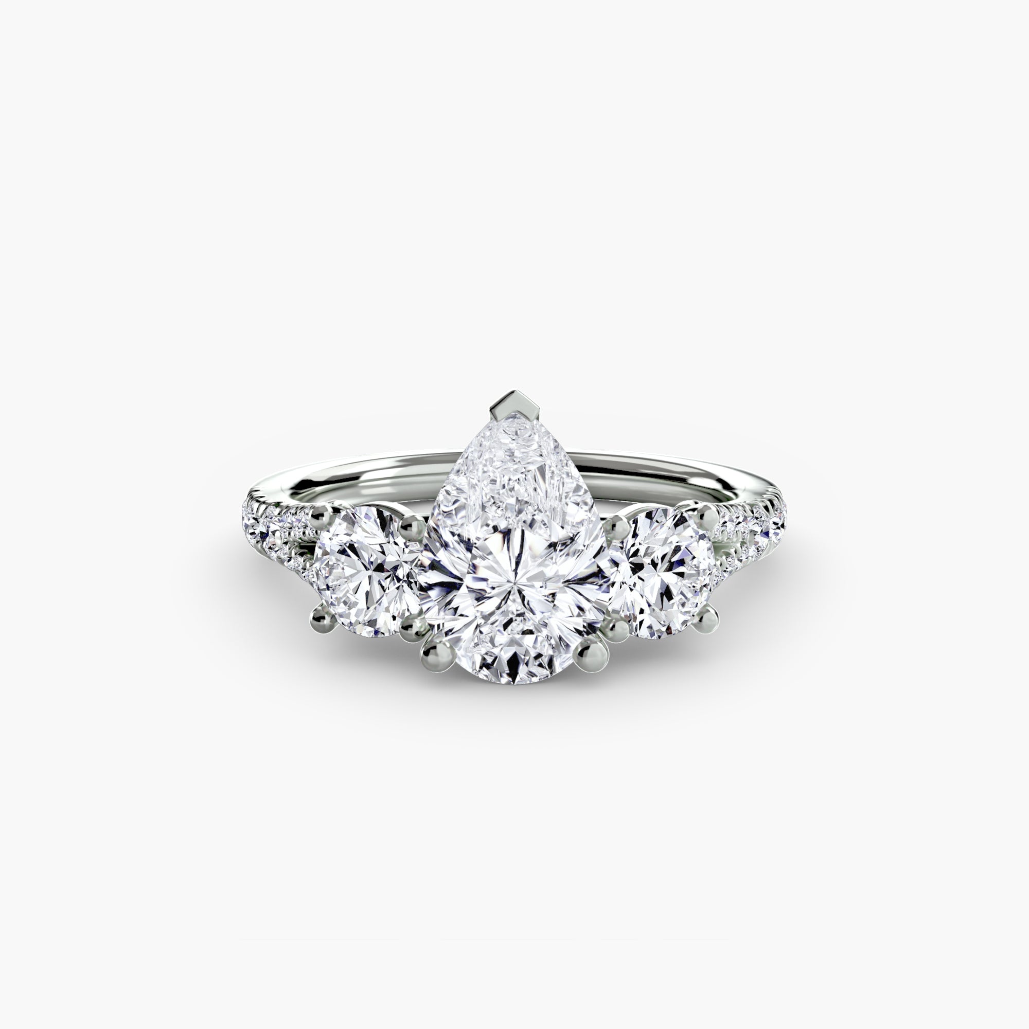 Classic Three-Stone Pave Ring engagement ring setting by Palermo Havana and Co.
