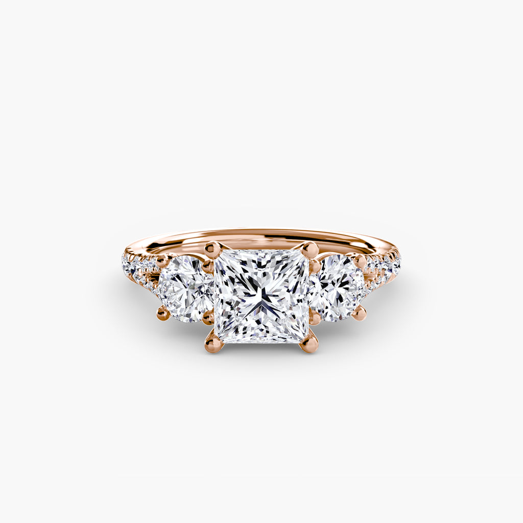 Classic Three-Stone Pavé Ring engagement ring setting by Palermo Havana & Co.