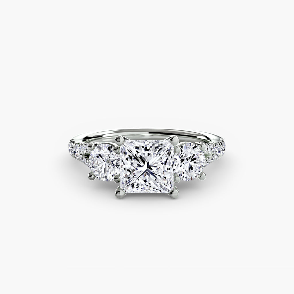 Classic Three-Stone Pavé Ring engagement ring setting by Palermo Havana & Co.