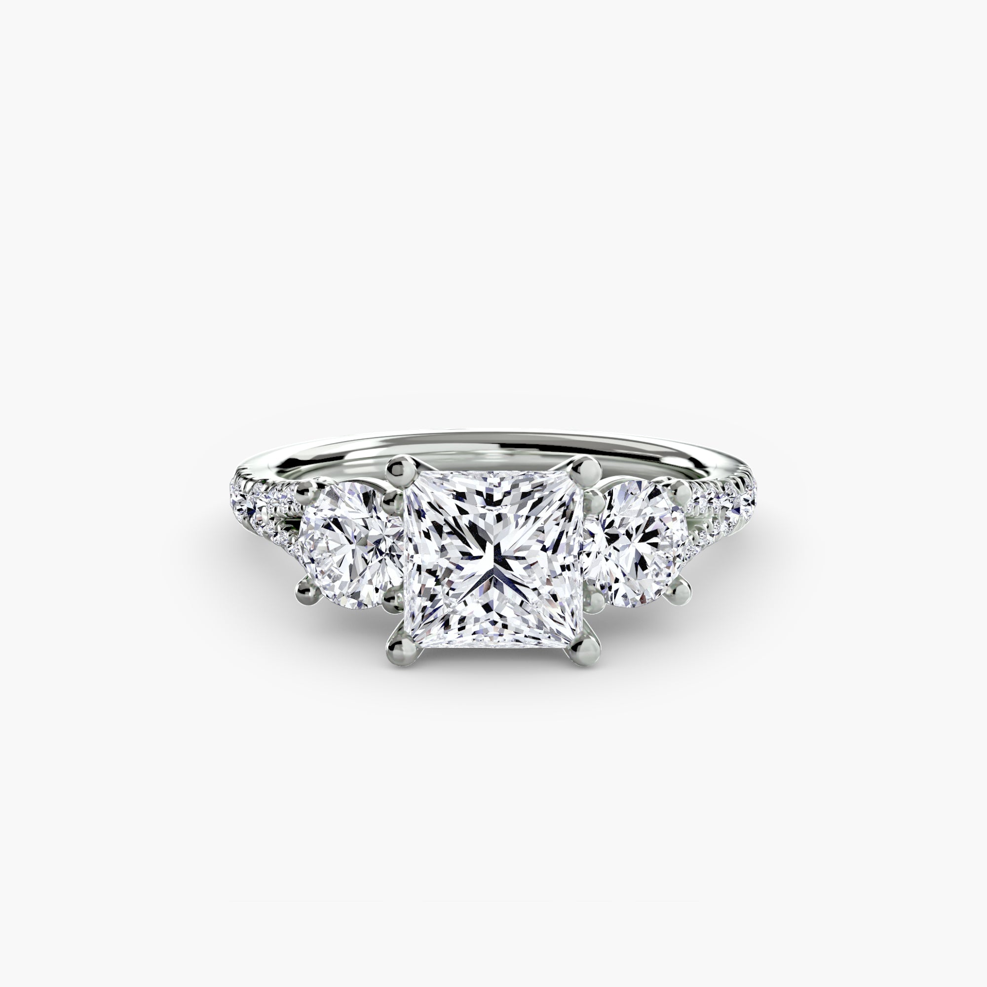 Classic Three-Stone Pavé Ring engagement ring setting by Palermo Havana & Co.