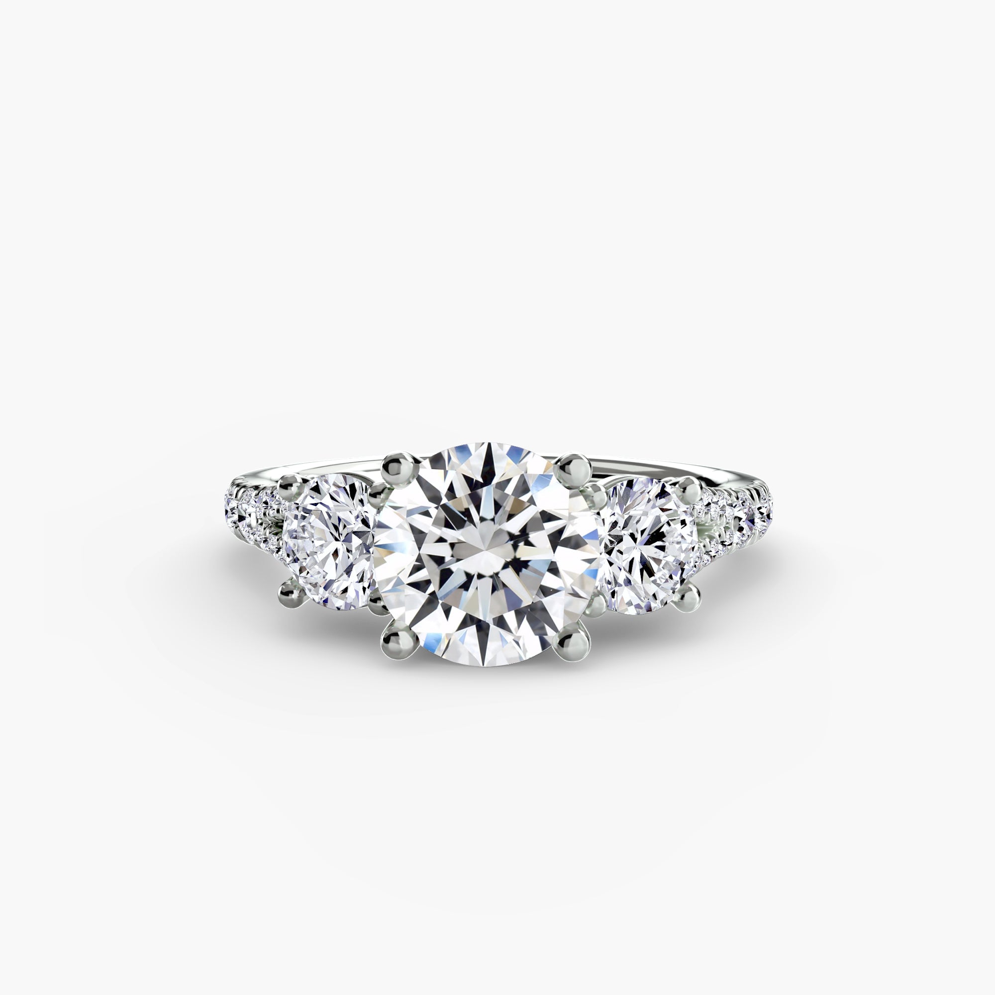 Classic Three-Stone Pavé Ring engagement ring setting by Palermo Havana & Co.