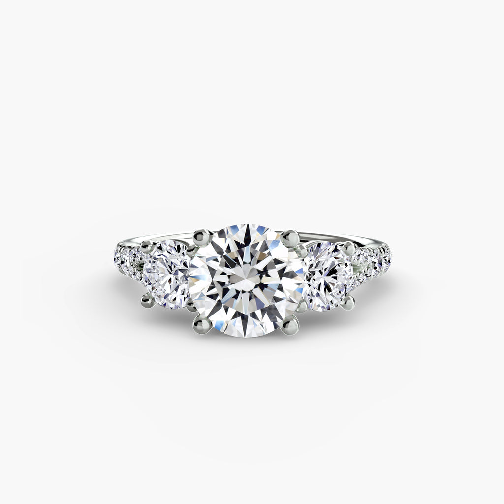 Classic Three-Stone Pavé Ring engagement ring setting by Palermo Havana & Co.