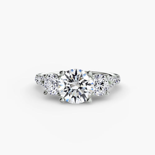 Classic Three-Stone Pave Ring engagement ring setting by Palermo Havana and Co.