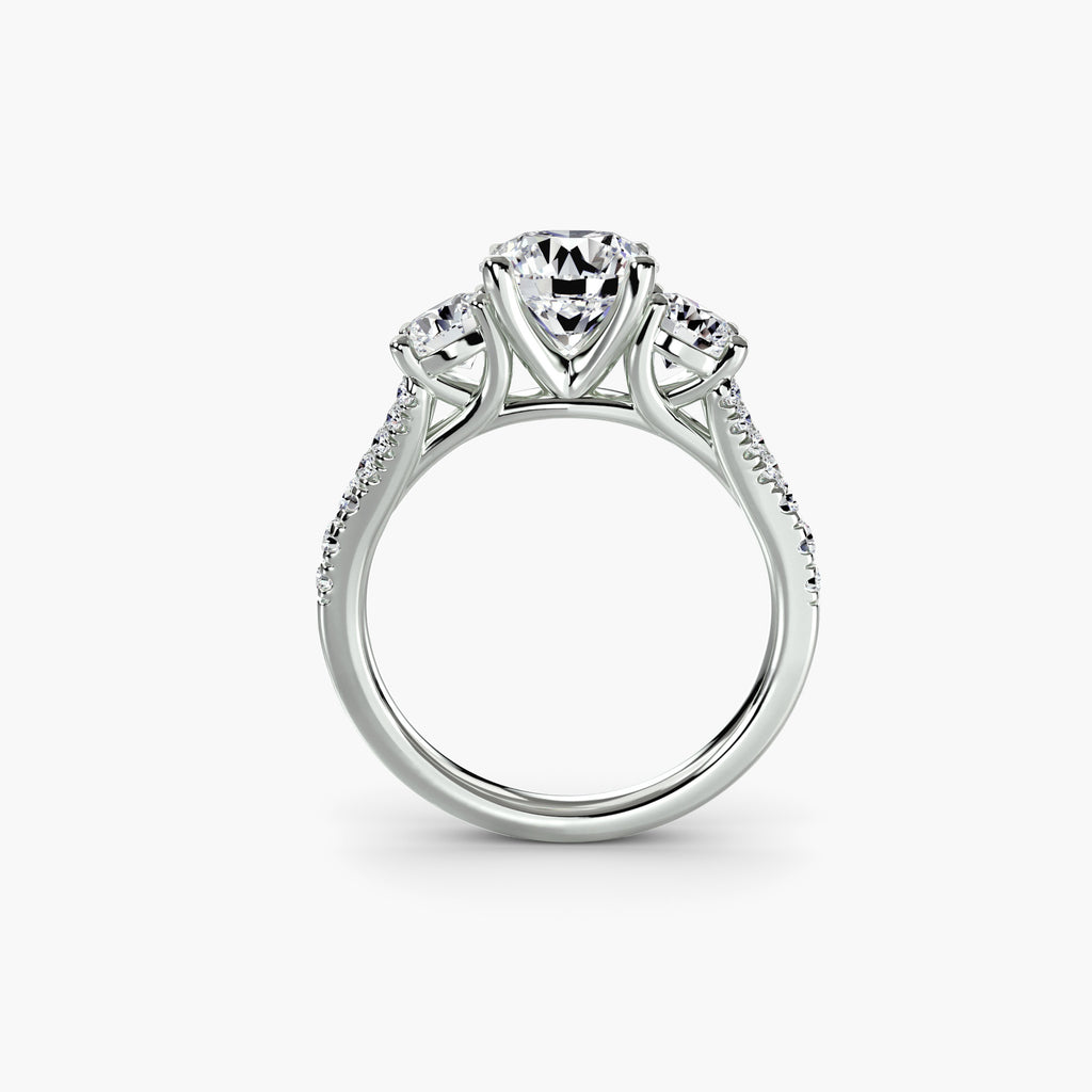 Classic Three-Stone Pave Ring engagement ring setting by Palermo Havana and Co.