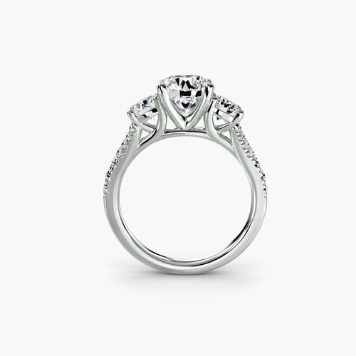 Classic Three-Stone Pave Ring engagement ring setting by Palermo Havana and Co.