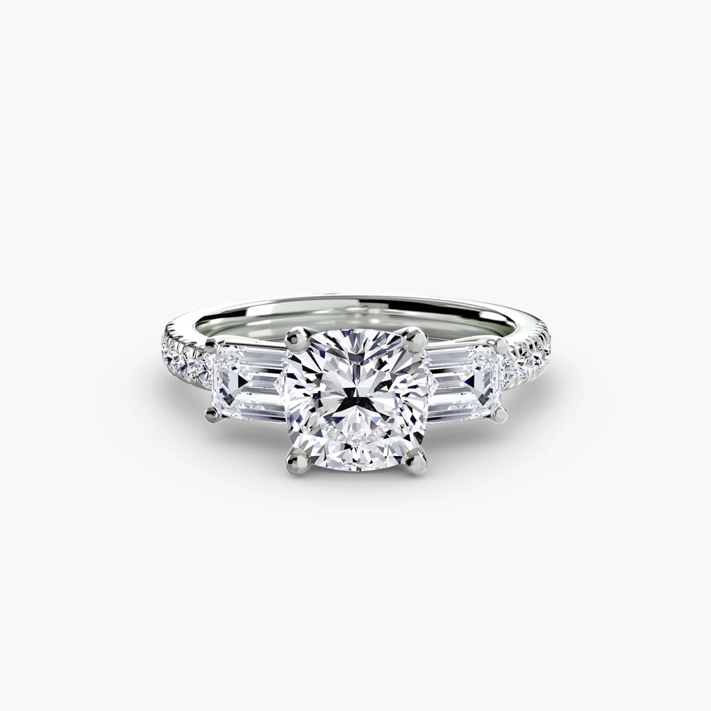 Pave Three-Stone Ring engagement ring setting by Palermo Havana and Co.