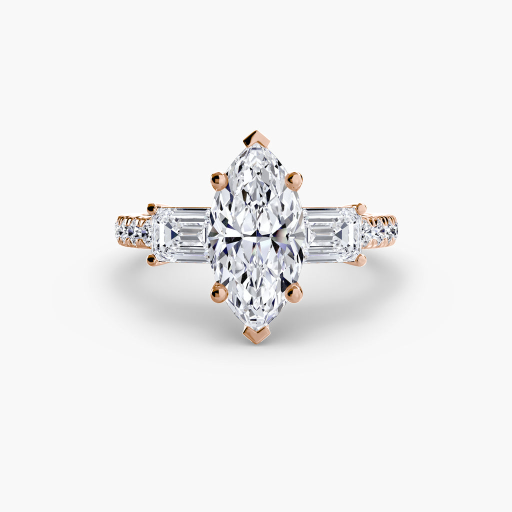 Pavé Three-Stone Ring engagement ring setting by Palermo Havana & Co.