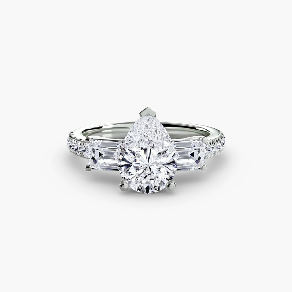 Pavé Three-Stone Ring engagement ring setting by Palermo Havana & Co.