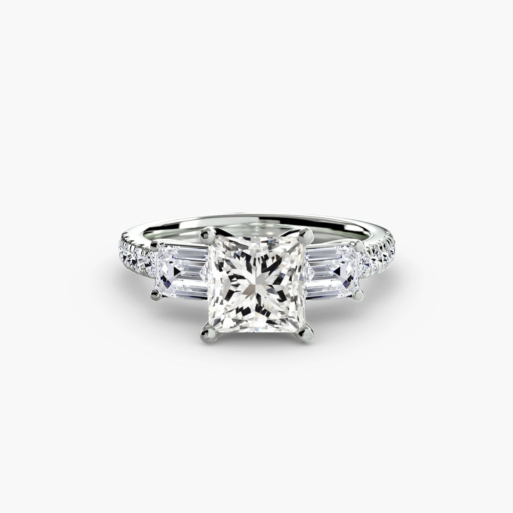Pave Three-Stone Ring engagement ring setting by Palermo Havana and Co.