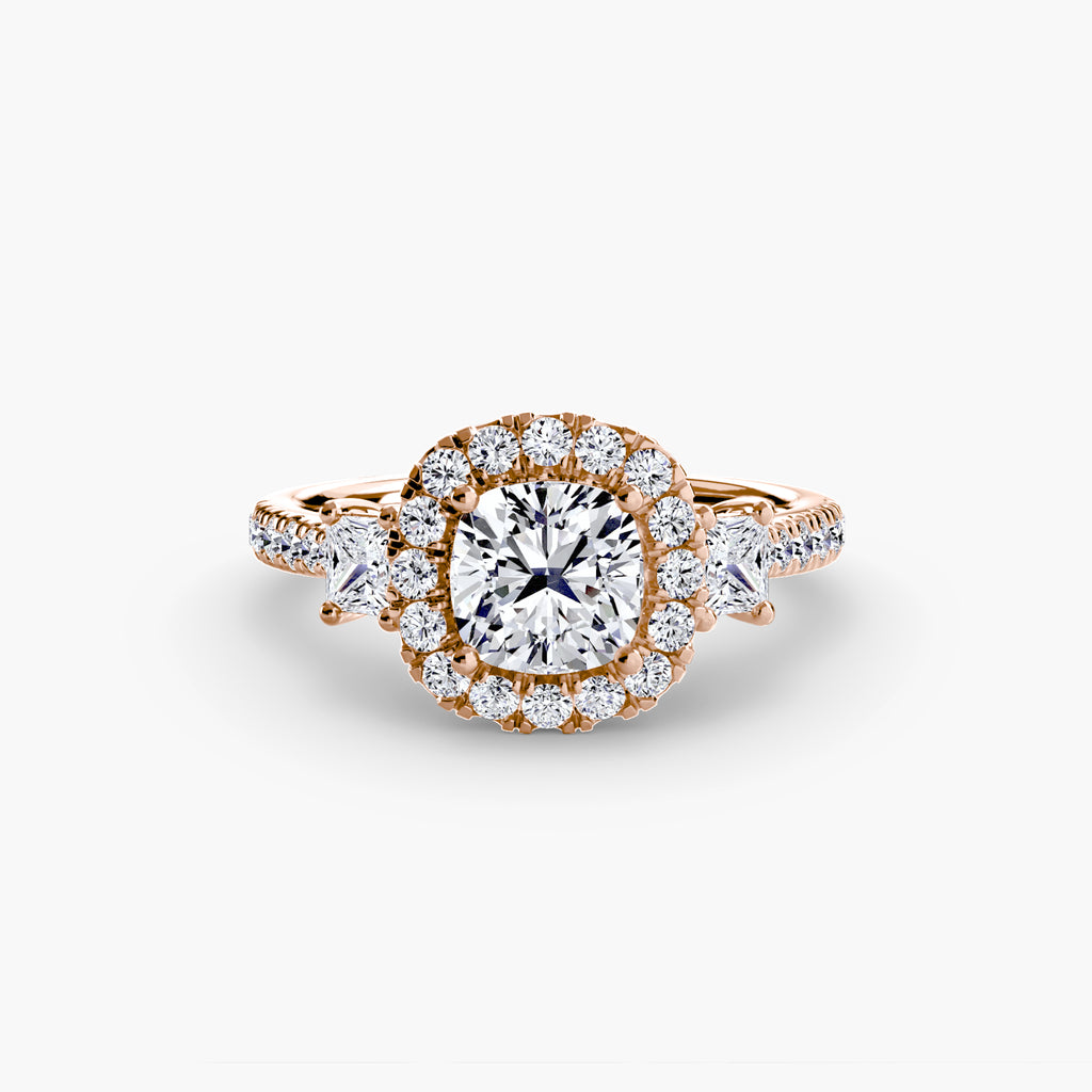 Halo Three-Stone Ring engagement ring setting by Palermo Havana & Co.