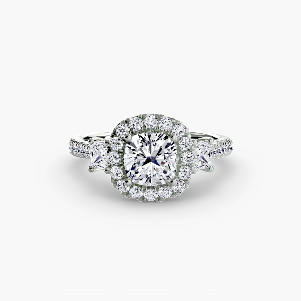 Halo Three-Stone Ring engagement ring setting by Palermo Havana & Co.