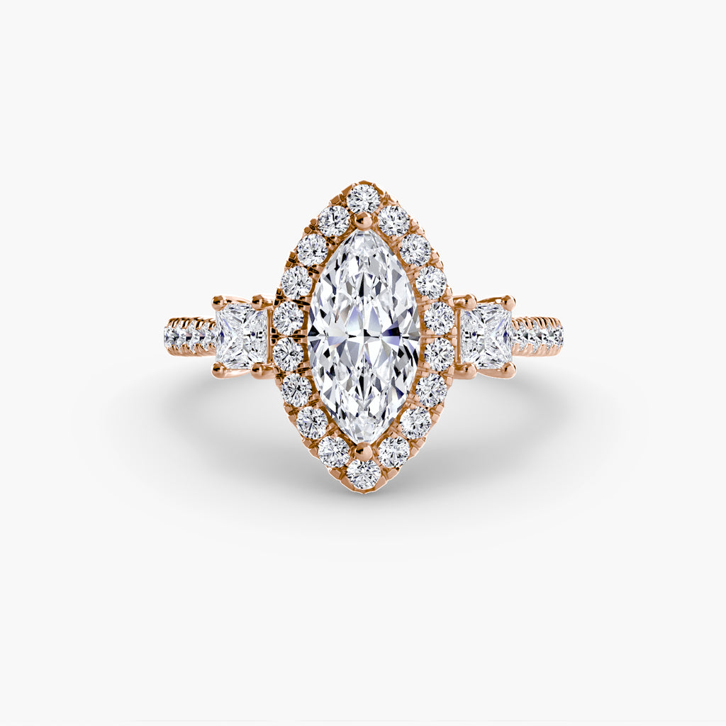 Halo Three-Stone Ring engagement ring setting by Palermo Havana & Co.