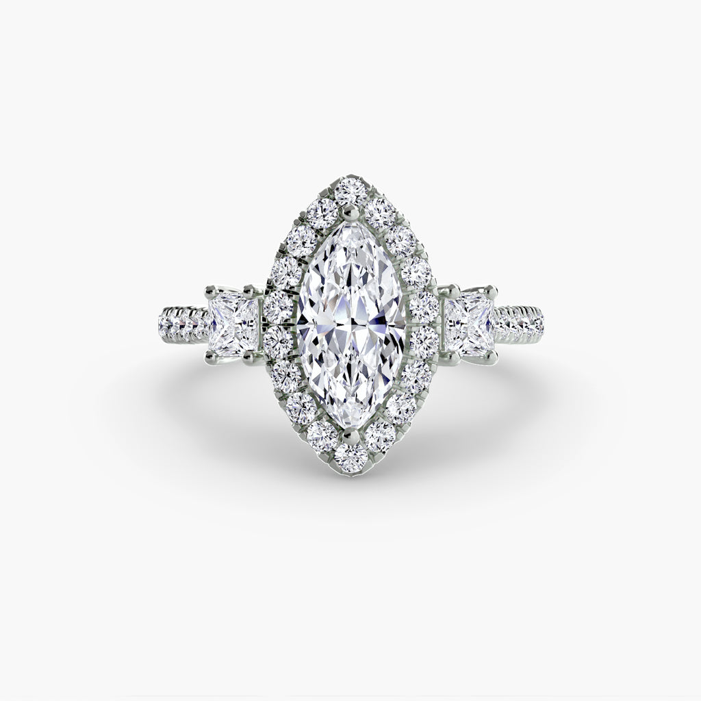 Halo Three-Stone Ring engagement ring setting by Palermo Havana & Co.