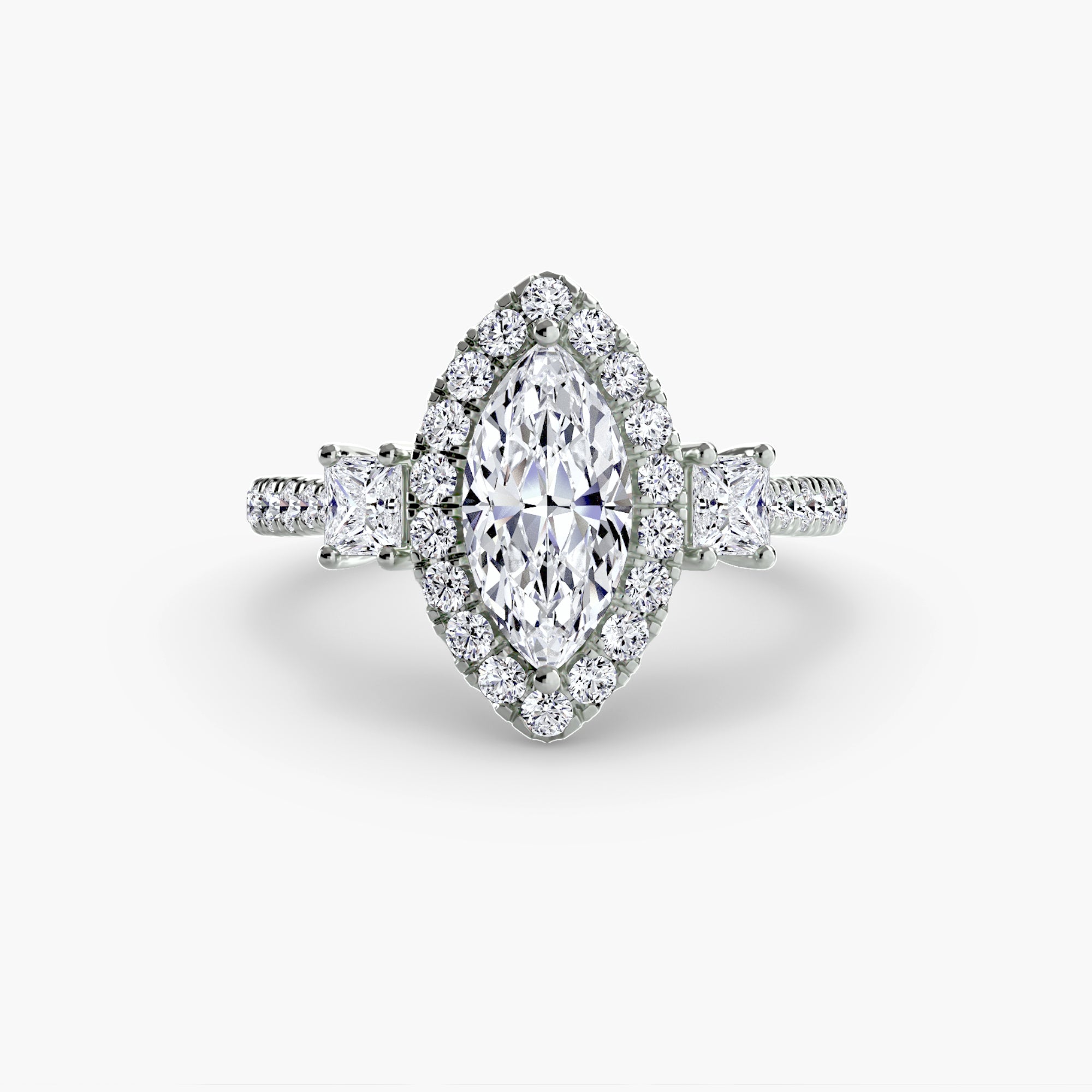 Halo Three-Stone Ring engagement ring setting by Palermo Havana & Co.