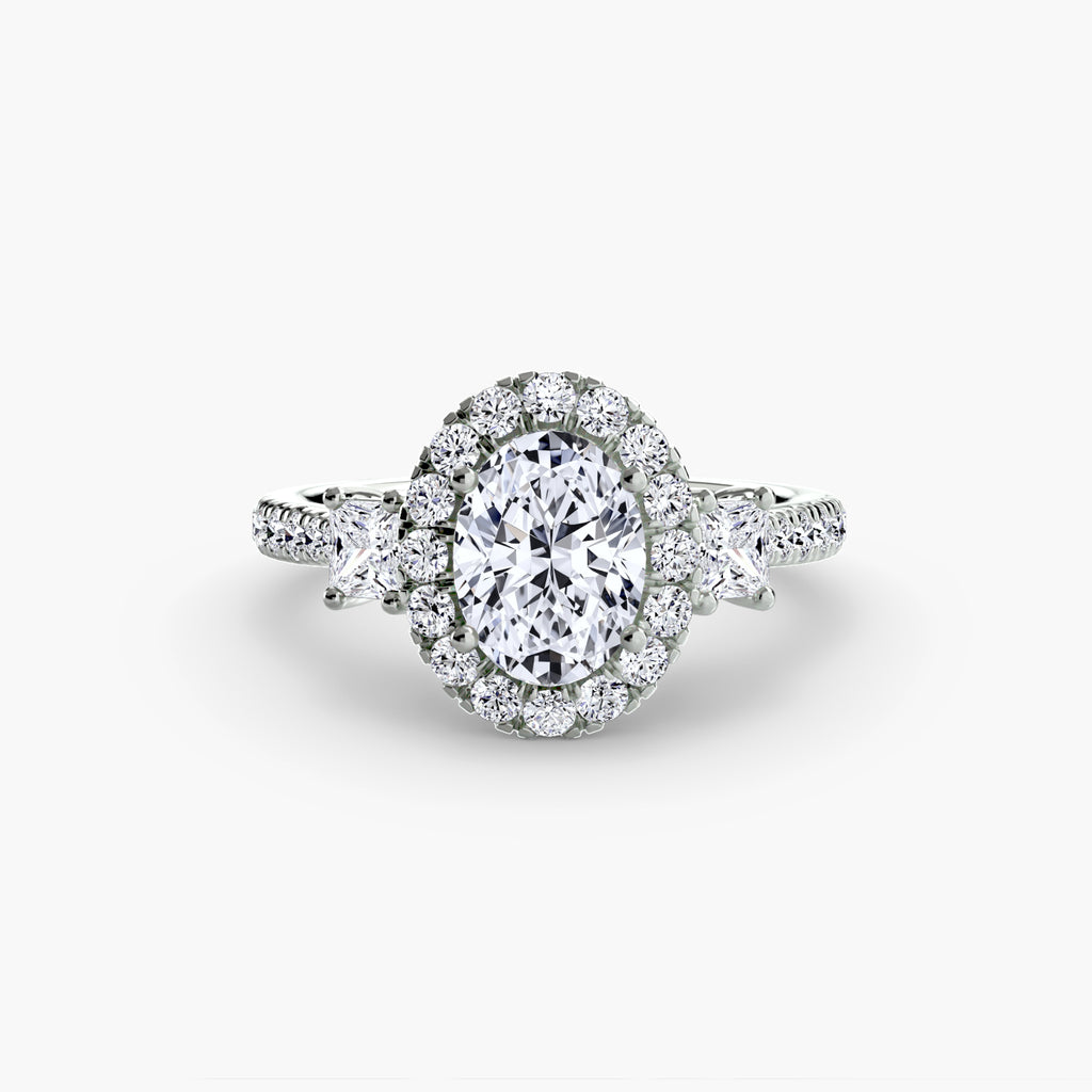 Halo Three-Stone Ring engagement ring setting by Palermo Havana & Co.