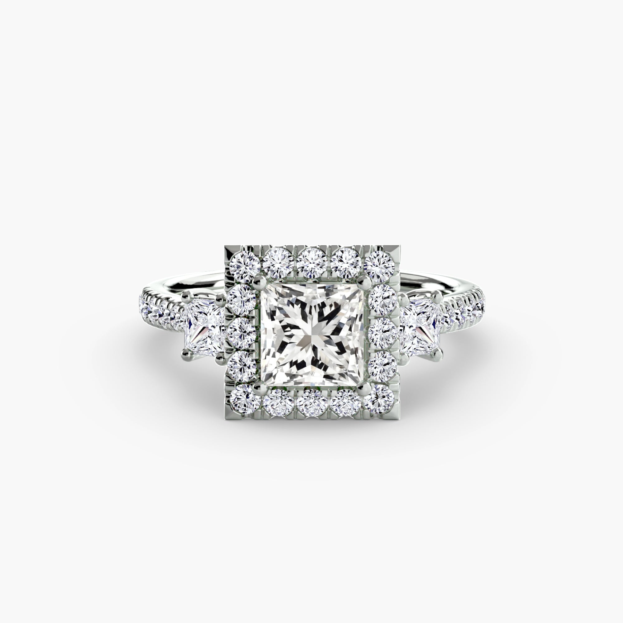 Halo Three-Stone Ring engagement ring setting by Palermo Havana & Co.
