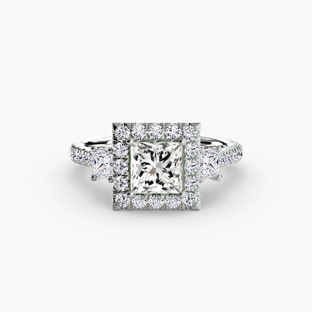 Halo Three-Stone Ring engagement ring setting by Palermo Havana & Co.