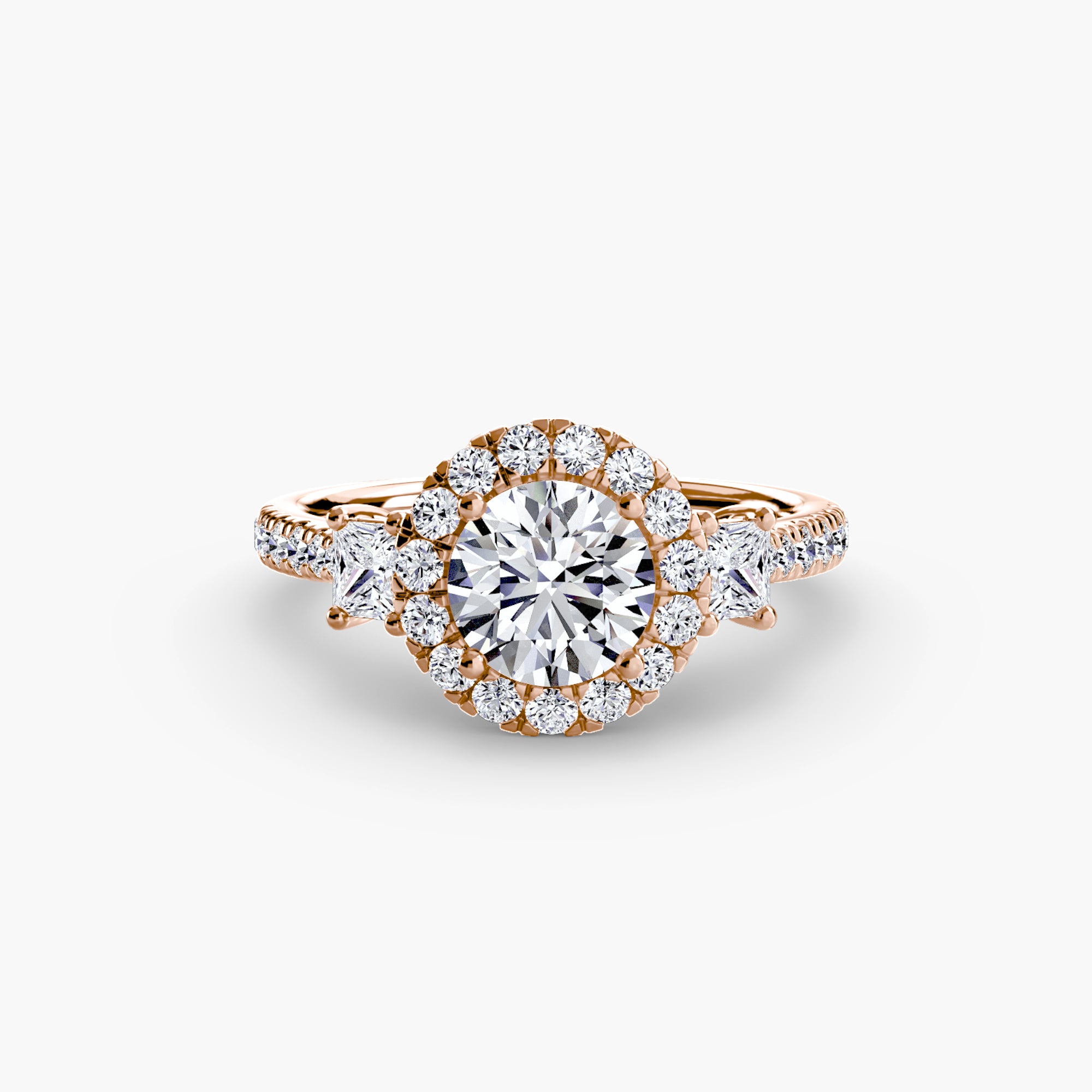 Three-Stone Ring with Halo 2