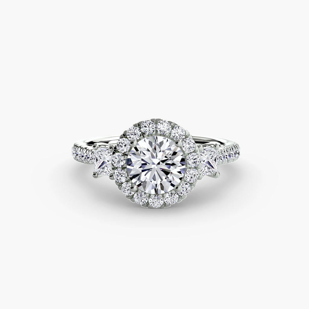 Halo Three-Stone Ring engagement ring setting by Palermo Havana & Co.