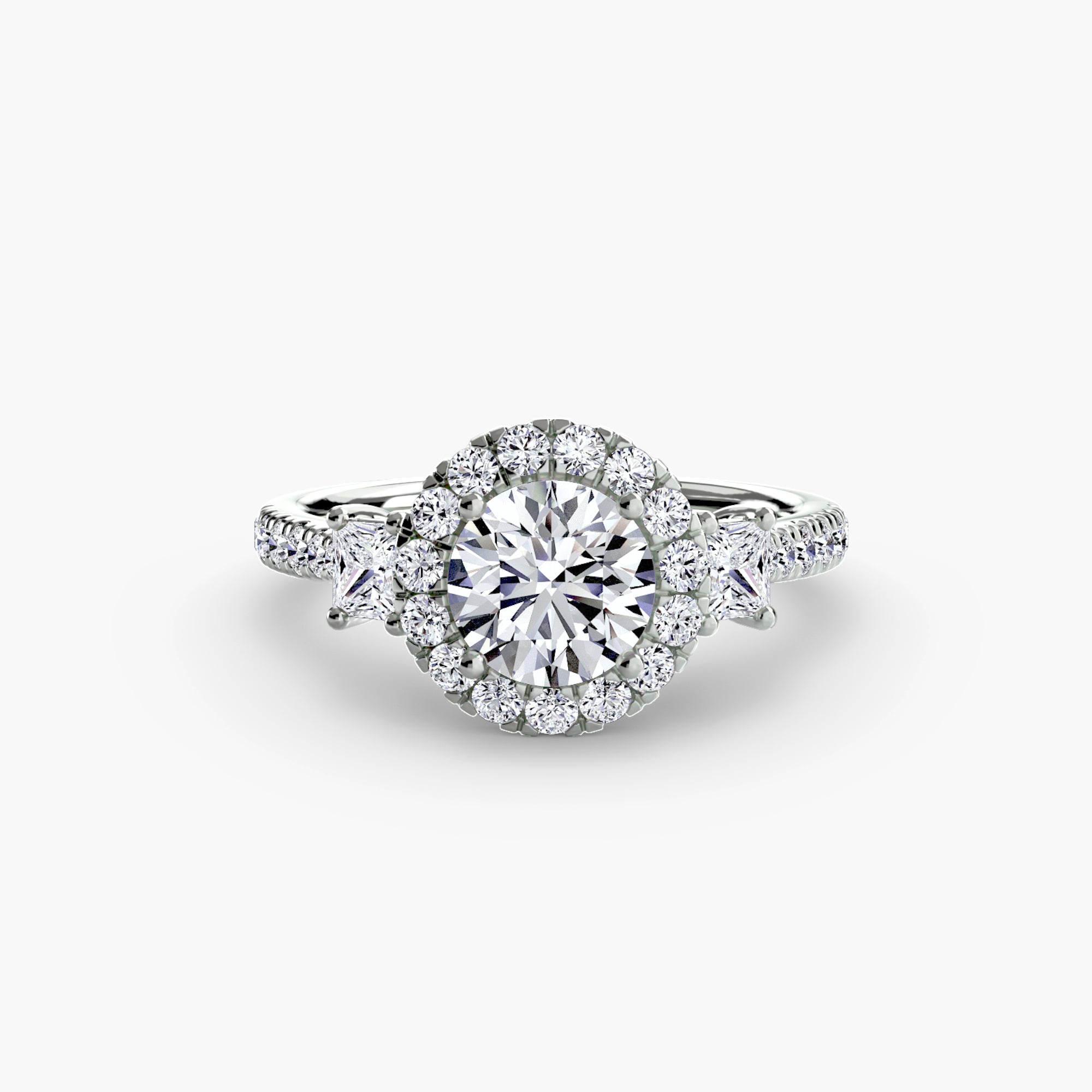 Halo Three-Stone Ring engagement ring setting by Palermo Havana & Co.