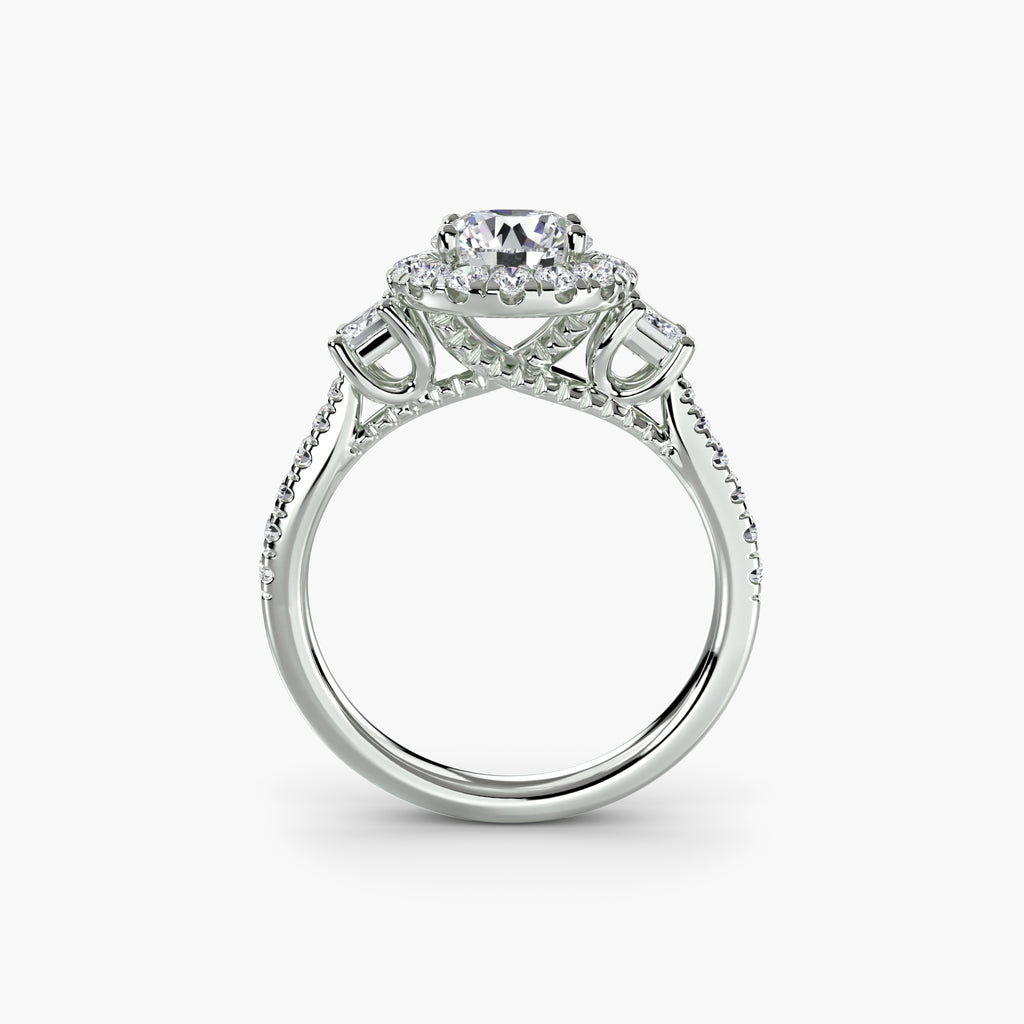 Halo Three-Stone Ring engagement ring setting by Palermo Havana and Co.