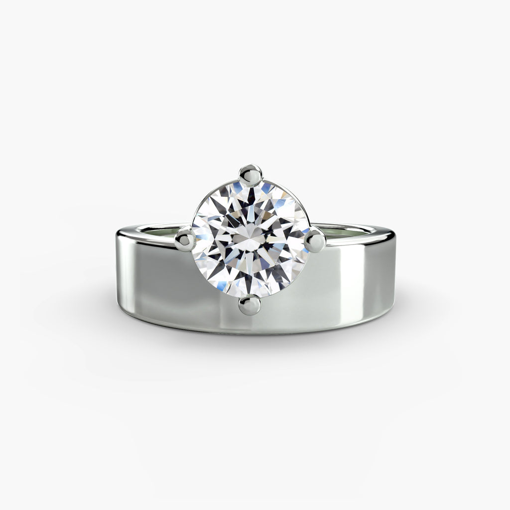 Round Wide Band Solitaire engagement ring setting by Palermo Havana & Co.