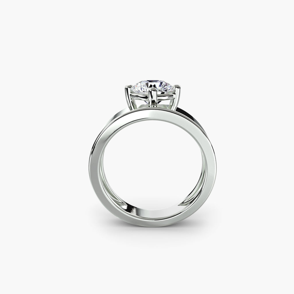 Round Wide Band Solitaire engagement ring setting by Palermo Havana and Co.