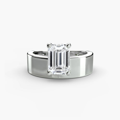 Emerald-Cut Wide Band Solitaire engagement ring setting by Palermo Havana and Co.