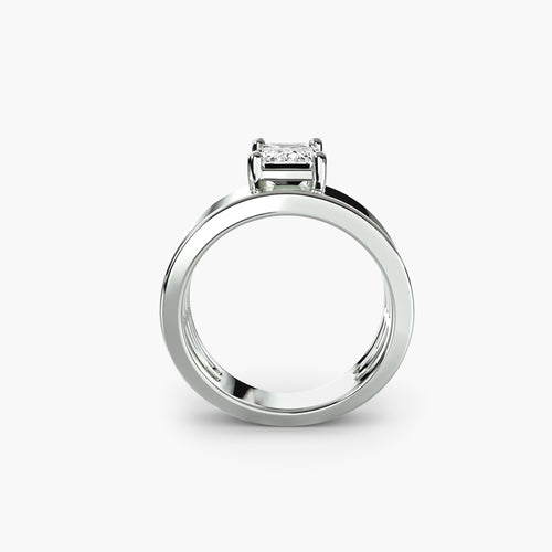 Emerald-Cut Wide Band Solitaire engagement ring setting by Palermo Havana and Co.
