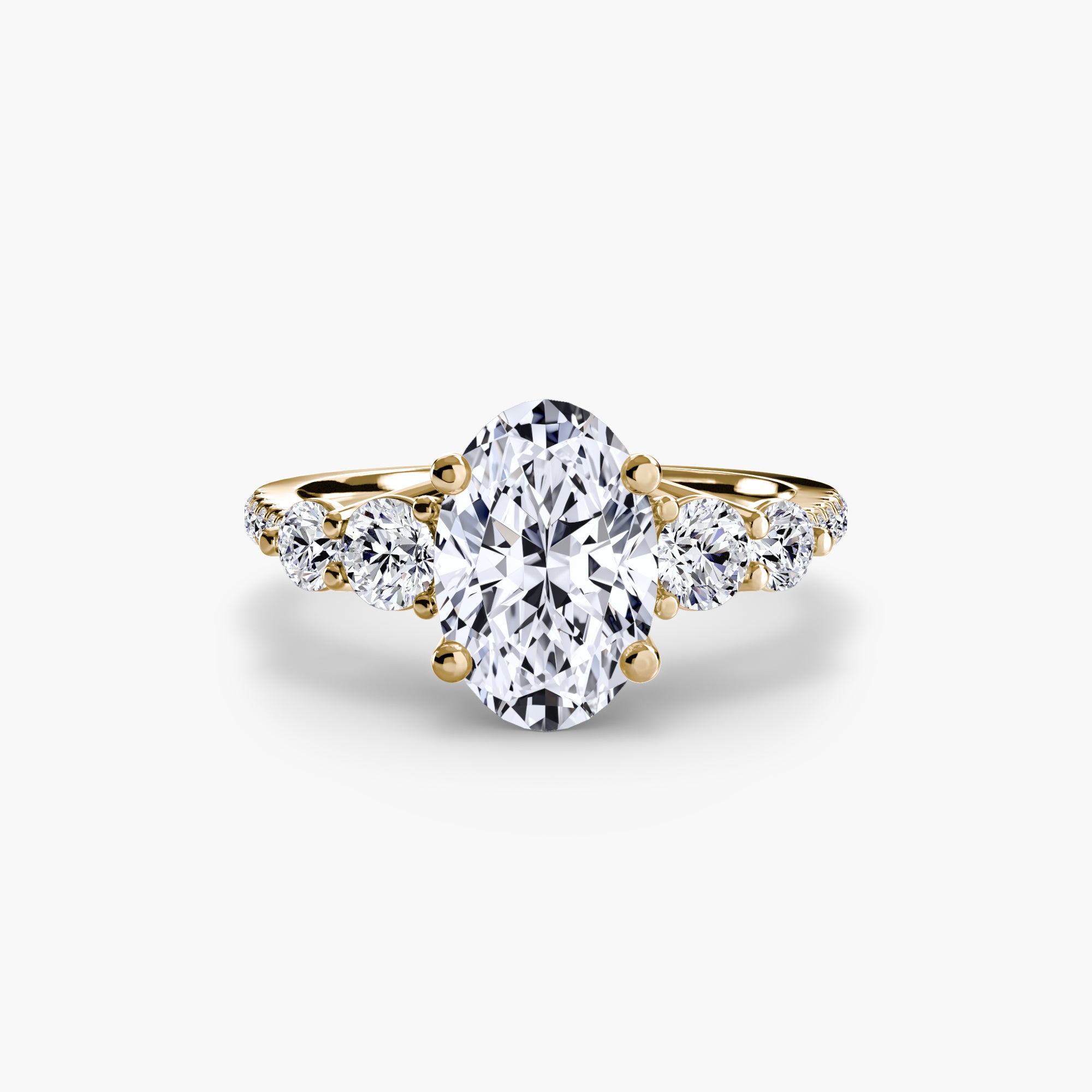 Five Stone Ring with Pavé Band