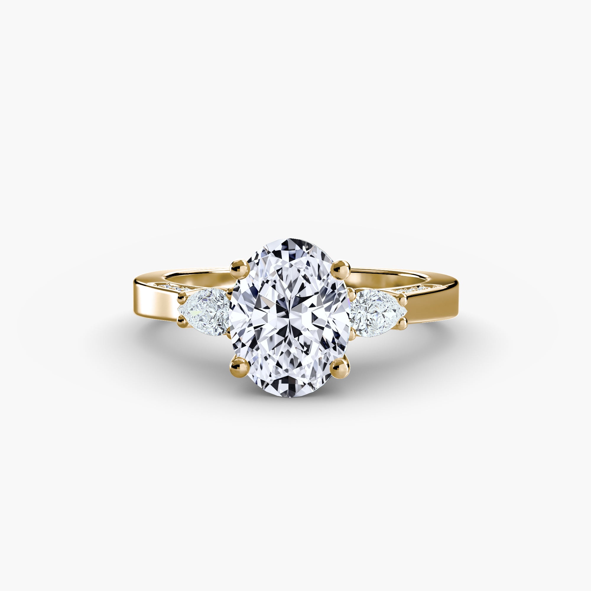 Three Stone with Pavé Shoulders