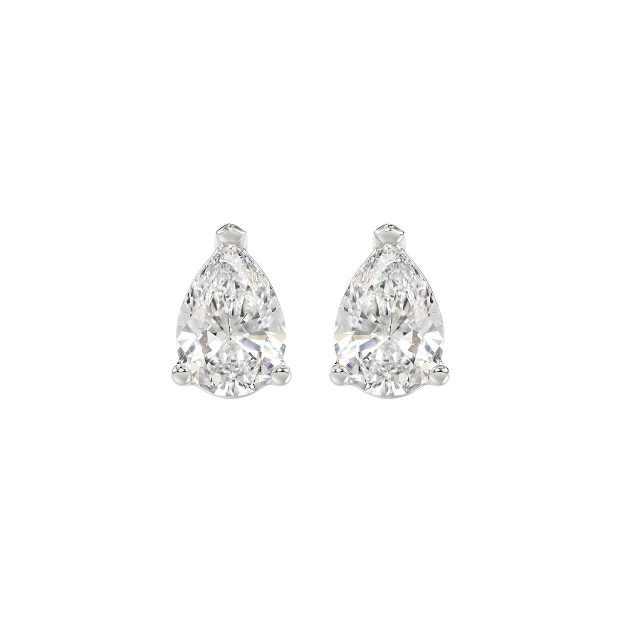 2.5 Carat Pear Lab Grown Diamond Stud Earrings White Gold angle view